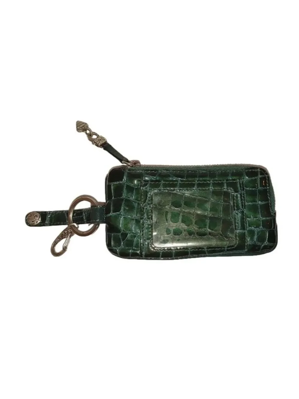 Brighton Green Patent Croc Embossed Keychain Accessories Pouch